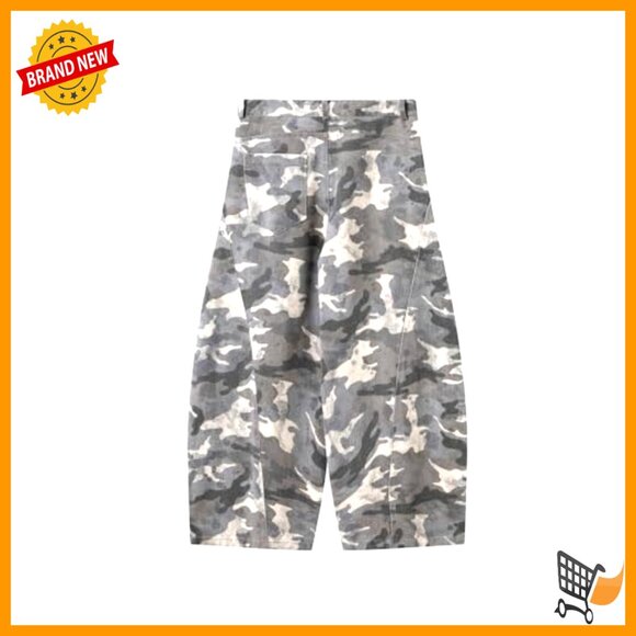 Vintage Camo Barrel Jeans Wide Leg Denim Pants Military Cargo Style - Picture 7 of 7